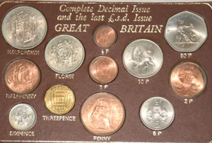 1967 - 1969 Last £SD and First Decimal Set 1969 50p in Holder - Picture 1 of 3
