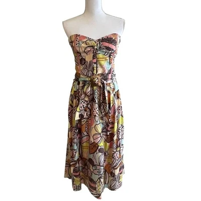 Phoebe Couture Womens Silk Abstract Dress Size S Tropical Artsy Floral Resort - Image 1 of 4