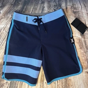 Hurley Boys’ Phantom Board Shorts Size 23 Navy & Blue Stripe Swim Trunks NWT - Picture 1 of 3