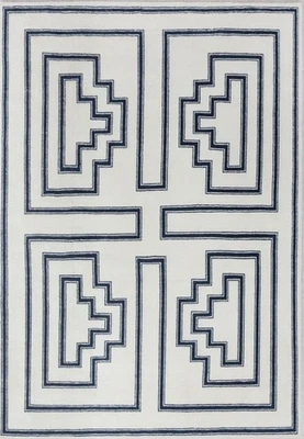 Modern Hand Knotted Rug Black And White Hand Knotted Rug 8x9 Knotted Area Rug - Image 1 of 3