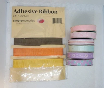 7 Piece Ribbon Multi-Color Solid & Pattern Scrapbook Arts Crafts Gift Wrap - Image 1 of 4