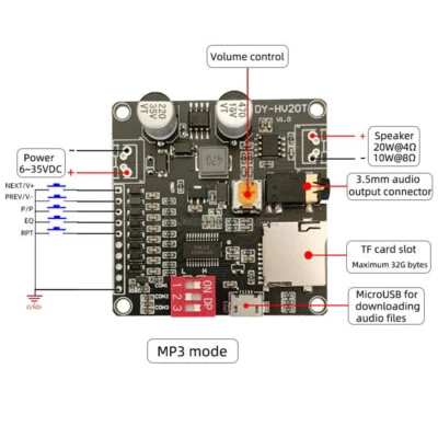 12V/24V 10W/20W Voice Playback Module Support Memory Card For Arduino - Bild 1 von 2