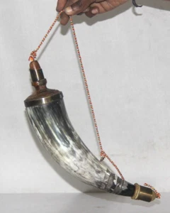 Vintage Black Powder Horn Flask Muzzleloading Hunting 10" Inch Mexico Primitive - Picture 1 of 7