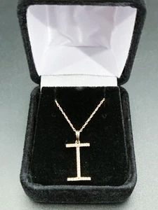 Lux Collection Diamant I Initialen Anhänger Halskette in 10k Gelbgold mit 18 inc - Bild 1 von 4