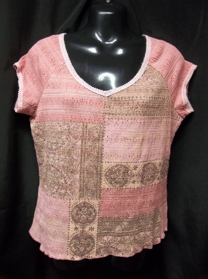 TANGENTS PINK Stretch Top Blouse  Size SMALL - Image 1 of 4