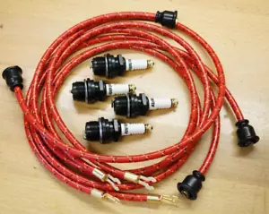 IH International Fairway 14 Copper Spark Plug & Cloth Wire Set & Thumb Nuts - Picture 1 of 18