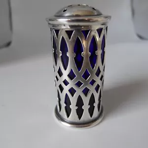 Victorian Sterling & Blue Glass Shaker Foster & Bailey 1878-1898 Providence RI - Bild 1 von 11
