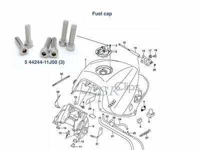 5x SUZUKI GSX-S 1000F stainless steel petrol fuel cap bolt 44244-11J00  - Image 1 of 3
