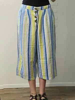 PANTALONES MUJER ANA A NEW APPROACH LINO RAYAS COLOR VERDE/AZUL TALLA LT NUEVOS Foto 1 de 4