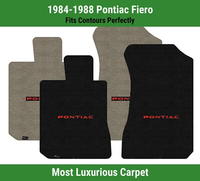Alfombrillas delanteras Lloyd Luxe para Pontiac Fiero '84-88 con Pontiac rojo sobre negro Foto 1 de 4