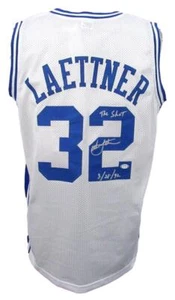 Camiseta deportiva de baloncesto de Christian Laettner Duke firmada/inscr The Shot PSA/ADN 165169 - Imagen 1 de 6