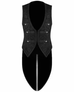 Men's Brocade Vest Waistcoat Tailcoat Black Damask Velvet Gothic Steampunk/USA - Picture 1 of 3