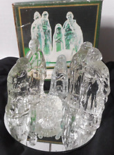 Windsor Collection Glass Nativity Set 6 Pieces w Round Mirror Base Christmas Box