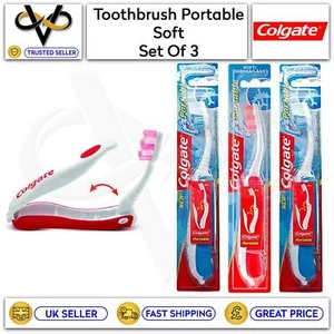 3 x Colgate Toothbrush Soft Portable Travel Oral Care Holiday Folding Compact - Picture 1 of 4