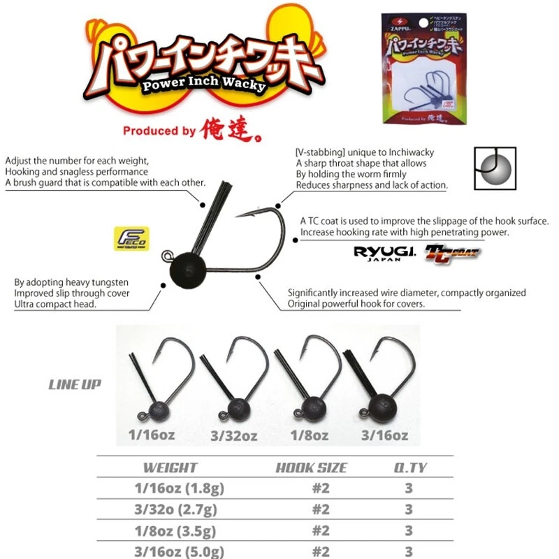 TESTE TESTINE PIOMBATE ZAPPU  Power Inch Wacky  i guard  FINESSE  BLACK BASS - Immagine 1 di 1