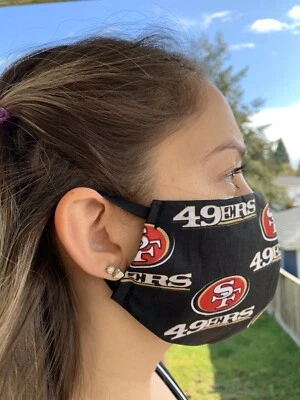 San Francisco 49ers Handmade 100% Cotton Fabric Face Mask NURSE Doctors Sports - Image 1 of 2