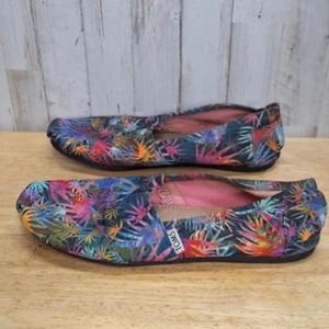 TOMS Tropical Slip On Shoes Size 9 Floral Hawaiian - Picture 1 of 5