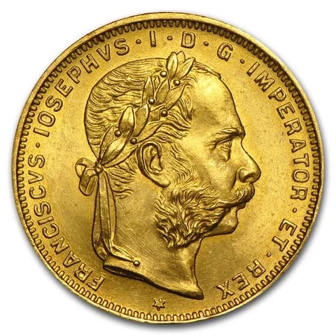 SPECIAL PRICE! 1892 Austria Gold 8 Florin/20 Francs AU Cover