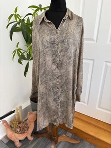 Zara Leopard Animal Print Shirt Dress Women's Large Button Front Long Sleeve - Picture 1 of 12