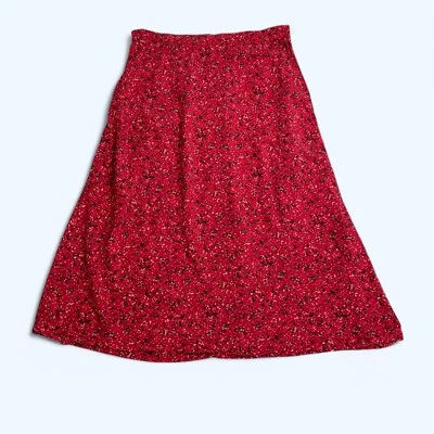 OLD NAVY Bright Red Dotted Skirt Size L Below Knee Elastic Waist Flowy - Image 1 of 4