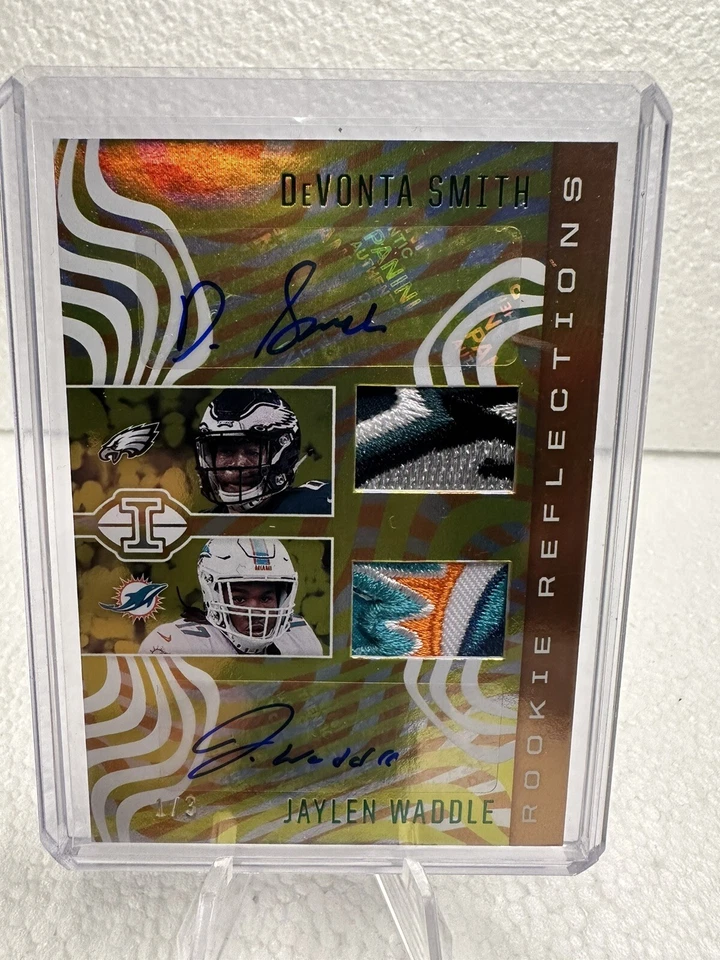 2021 Illusions #RR-12 DeVonta Smith Jaylen Waddle Rookie Patch Auto #1/3  🔥🔥 - Image 1 of 4