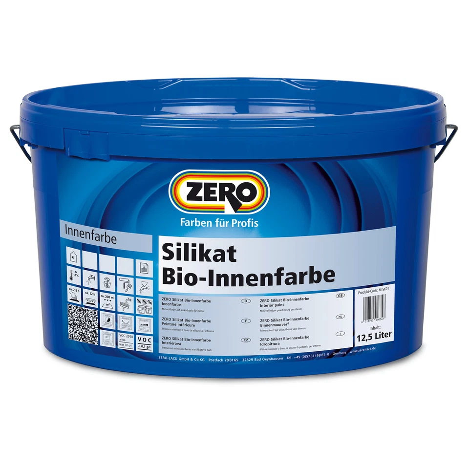 ZERO Silikat Bio Innenfarbe Mineralfarbe weiß 12,5 L  - Bild 1 von 1