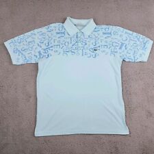 Vintage Lacoste Koszulka polo Męska Lg Rozmiar 6 Spell Out Croc Niebieskie litery zapinane na guziki