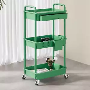 SPACEKEEPER 3 Tier Rolling Storage Cart With Drawers Rolling-Huge discounts - Picture 1 of 47