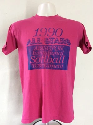 Camiseta De Colección Torneo de Softbol All Stars 1990 Rosa S Años 90 Hanes 50/50 Abington Foto 1 de 4