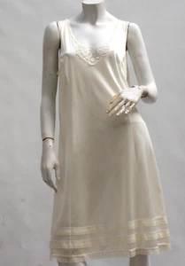 Vintage White Lace Trim Nylon Dress Slip Nightie Lingerie By Image - Picture 1 of 10