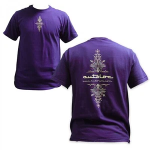 Large Purple AutoLoc Custom Short Sleeve Cotton Vintage Pinstripe T-Shirt - Picture 1 of 4