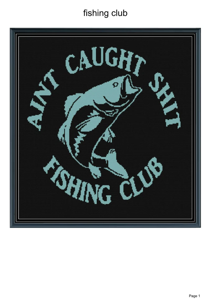 Fishing club blanket pattern, 60x60", written and graph pattern included - Image 1 of 1