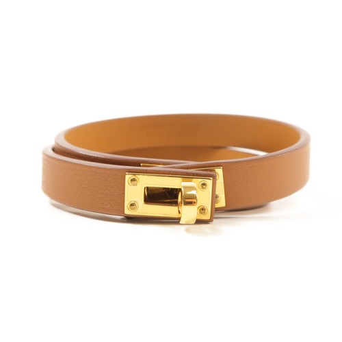 HERMÈS Bracciale HERMES GHW Mini Kelly Doppio Tour Veau Swift Pelle Oro