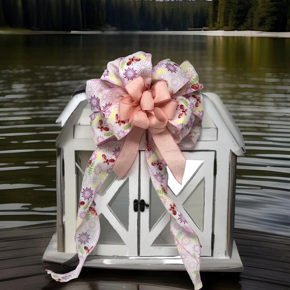 10 «Широкий бабочка и цветы бант, декор для венок двери фонарь корзина подарок - Изображение 1 из 1