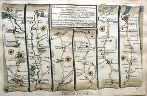 LONDON TO HOLYHEAD ROAD MAP BY JOHN OGILBY REDUCED BY THOMAS GARDNER c1719 - Picture 1 of 5