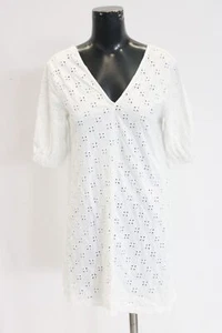 ASOS Design Womens Petite Short Sleeve Eyelet V-Neck Mini Dress CF6 White Size 0 - Picture 1 of 5