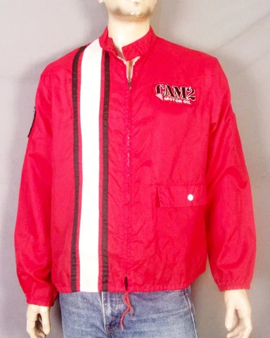 vintage 70s Horizon Penske Racing CAM2 Motor Oil Jacket Windbreaker NASCAR sz L Cover