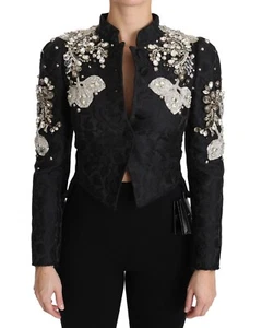 DOLCE & GABBANA Black Jacquard Crystal Floral Jacket IT38 / US4 / XS 13000usd - Picture 1 of 13