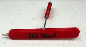 Ellis Island Red Folding Flip Wire Flipper Ballpoint Souvenir Pen Non Working - Picture 1 of 7