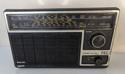 Vintage Philips 282 2 Band Portable Radio With Batteries Spares And Repairs  - Image 1 of 4