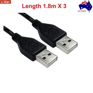3 x USB 2.0 Type A Male to USB 2.0 Type A Male Cables 1.8m Length - Picture 1 of 1