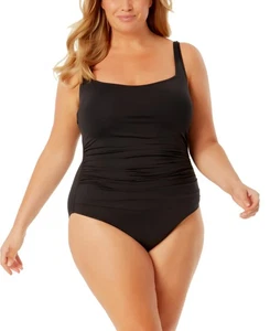 Anne Cole Plus Size Classic Square Neck One-Piece Black 20W - Picture 1 of 1