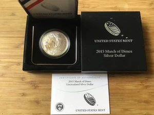 2015 March of Dimes UNCIRCULATED Silver Dollar Commemorative Coin - Picture 1 of 6