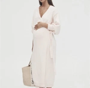 Legoe Heritage maternity pregnant wrap dress light pink medium - Picture 1 of 7