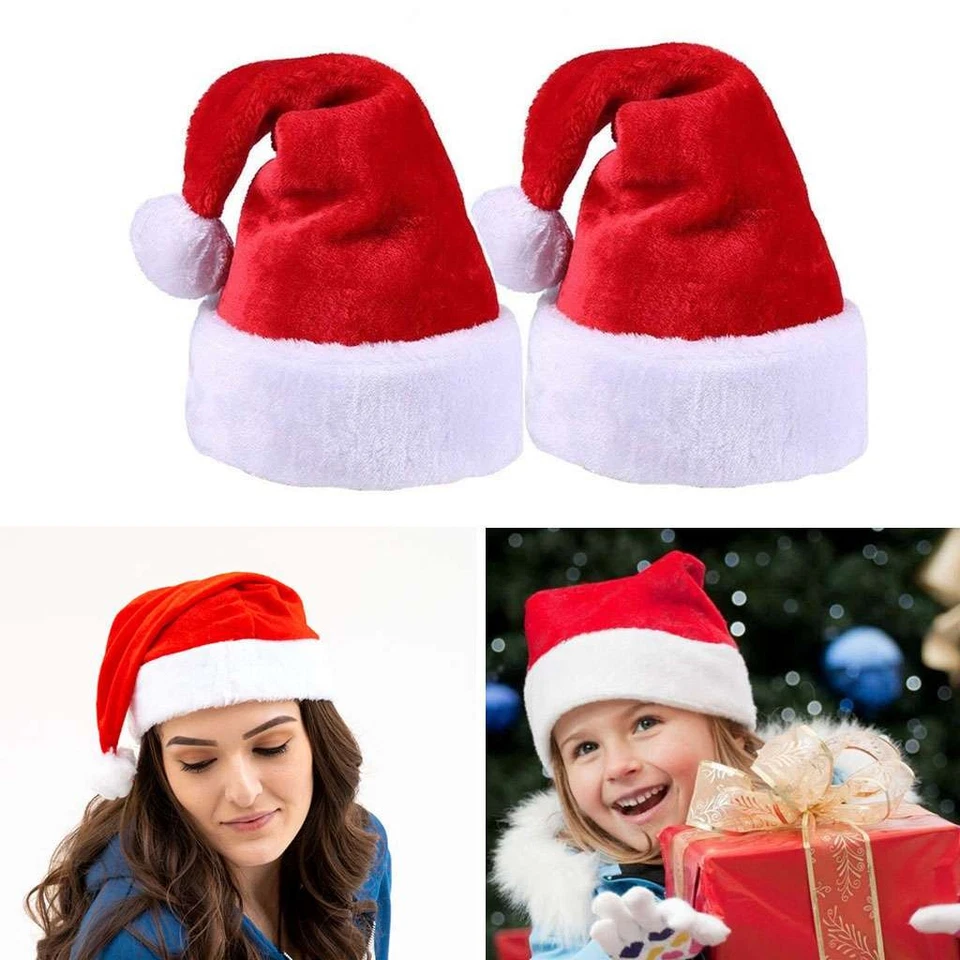 1-3 Piezas Navidad Adultos Niños Sombrero de Papá Noel Hogar Cálido Felpa Navidad Gorra Disfraz con disfraces Foto 1 de 4