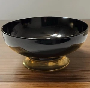 MCM große schwarze Ebenholz Glas Herzstück Schale maskulin Wohndeko Vintage 50er Jahre - Bild 1 von 16