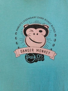 Pablo's Coffee (Denver, CO) Danger Monkey Kurzarm T-Shirt - Größe XL - Aqua - Bild 1 von 3