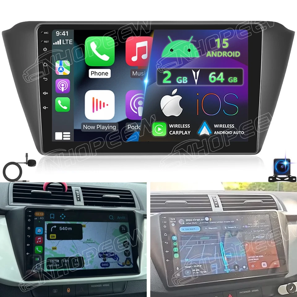 64GB CarPlay Android15 Navi Autoradio Für Skoda Fabia 3 III NJ 2014-2021 +Kamera - Bild 1 von 4