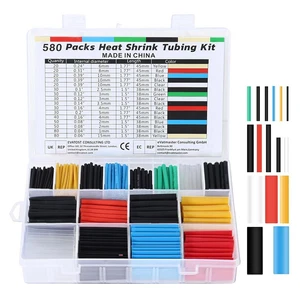 21 Ratio Water Resistant Heat Shrink Tubing Set 580 Pieces for Electrical Use - Afbeelding 1 van 8