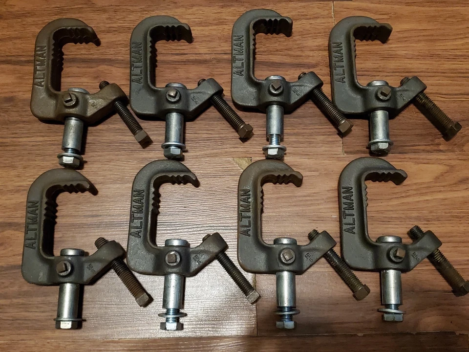 Lot of 8 Altman Stage Heavy Duty Pipe C Clamp Cast Iron - Image 1 of 3